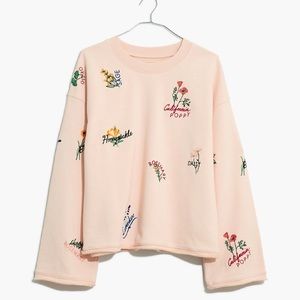 RARE Botanical Embroidered Bell-Sleeve Sweatshirt